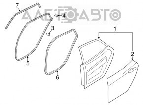 Door seal rear left Hyundai Azera 12-17 upper