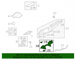 Black lower center dash trim for the Audi E-Tron 19-23