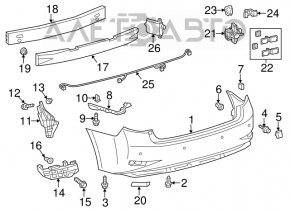 Bare rear bumper Lexus ES350 16-18 rest for parking sensors, scratches, dents
