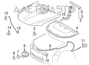 Lexus CT200h hood lock 11-17