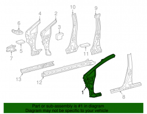 Front left body pillar Toyota Prius V 12-17 white