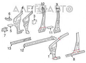 Front left body pillar Toyota Prius V 12-17 white
