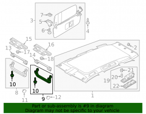 Ceiling handle rear right VW Touareg 11-17 beige