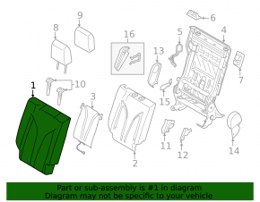 Rear row of seats upper part left Lincoln MKC 15-19 leather brown, perforated, heated, for dry cleaning, dents