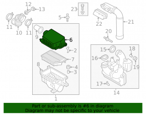 Upper air filter housing cover Hyundai Elantra UD 11-16