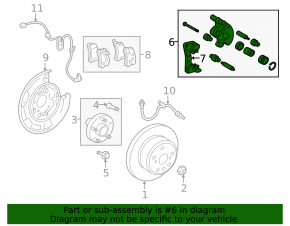 Rear right caliper Toyota Highlander 08-13 rusty