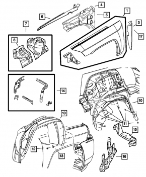 Wing seal door-wing left Jeep Compass 11-16