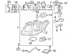 Headlight mount lower left Lexus RX350 RX450 10-12