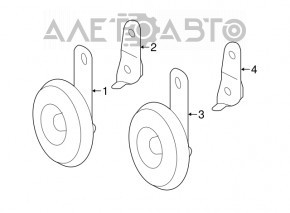 Right horn for Toyota Prius 50 16-22 high Denso with bracket, rusty