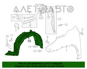 Front right mudguard Toyota Highlander 14-19 3.5