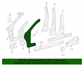 Front shield, upper pillar, part of the threshold front left Toyota Camry v40 gray