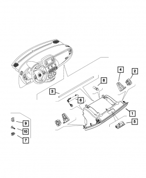 Glove box, lower glove compartment Fiat 500X 16-17 black, scratches