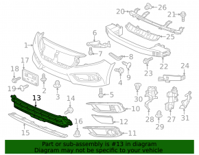 Lower grille front bumper central Honda Civic X FC 19-21