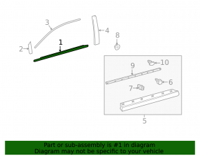 Door-glass molding, central front right Lexus RX350L RX450hL 18-22