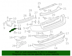 Lower right rear bumper bracket for VW Touareg 11-17