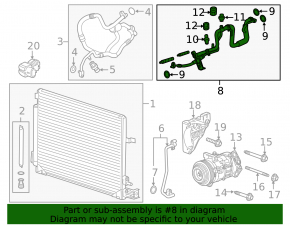 Air conditioner tube compressor-heater Chevrolet Camaro 16-23 6.2 SS