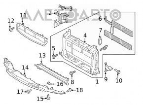 Right Ford Ecosport 18-22 2.0 radiator deflector louver bracket, upper, metal