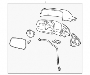 Side mirror right complete GMC Terrain 15-17 5 pins, heated, chrome