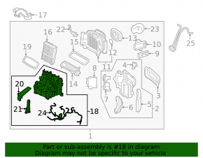 The bare heater housing of the Volvo XC60 18-26 air conditioner for the rear row air conditioning, broken guide