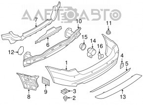 Bare rear bumper BMW 3 F30 12-15 for parking sensors, graphite, scratches