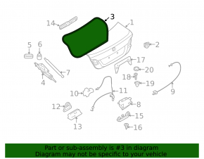 BMW 335i e92 07-13 coupe trunk lid seal