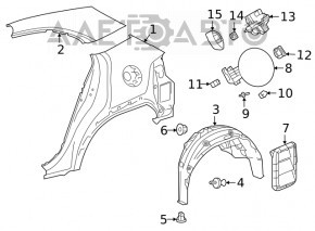 Quarter wing rear left Lexus UX 19-26 on the body, red, painted