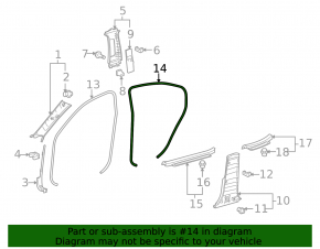 Door seal rear right Lexus IS250 IS300 IS350 06-13