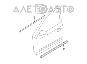Door-glass molding, central front left, Nissan Murano z50 03-07, matte