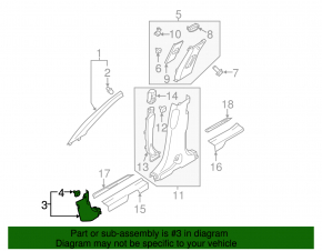 Front pillar trim lower left Hyundai Santa FE Sport 13-18 dark brown
