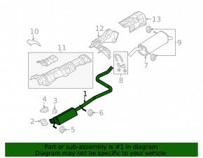 Exhaust line middle part without catalytic converter Ford Fiesta 11-17 1.6