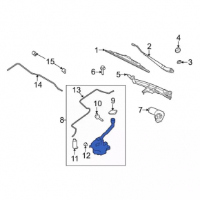 Washer reservoir Ford Flex 13-17 without motor