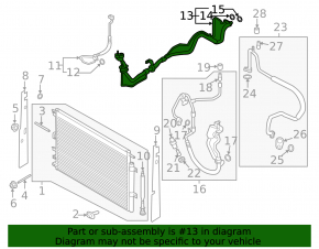 Air conditioner tube compressor-heater second Lincoln MKZ 13-16 3.7
