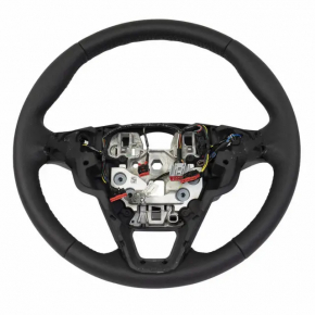 Ford Edge 19-23 black leather steering wheel, heated, worn, with torn fasteners
