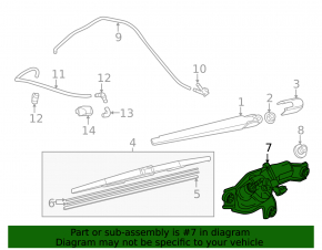 Rear wiper linkage with motor for Mazda CX-5 13-16