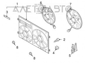 Diffuser radiator shroud assembly VW Passat b8 16-19 USA 1.8T, 3.6T