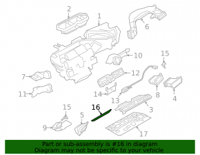 Front panel trim between air vents left Audi E-Tron 19-23 black matte, broken fastener