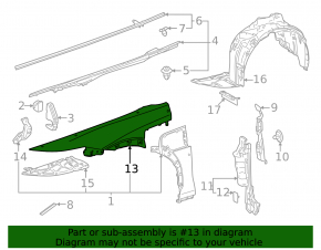 Front right wing Lexus RZ 23-26 upper part