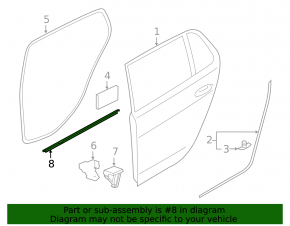 Molding door-glass central rear right VW Golf 15-21 5d