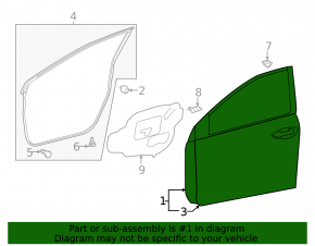 Bare front left door for Toyota Corolla 14-19