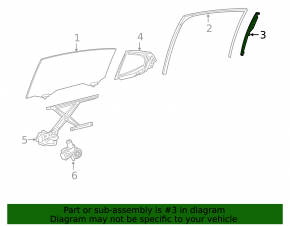 Rear right door glass guide for Lexus ES250 ES300h ES350 19-26 under the curtain