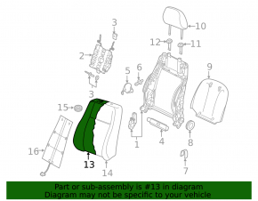 Audi A3 8V 15-20 4d, 5d driver's seat back upholstery, black leather