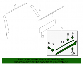 Door trim lower rear left Subaru Outback 15-19