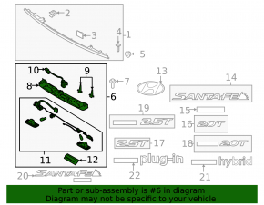 Hyundai Santa FE 19-19 Trunk Door License Plate Light Bar