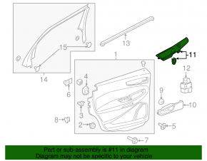 Rear left window lift control trim Ford Edge 15- structure