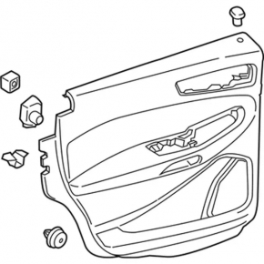Door trim card rear left Ford Edge 19-23 black SEL, pressed