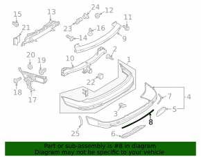 Rear bumper molding central Audi Q7 4L 10-15