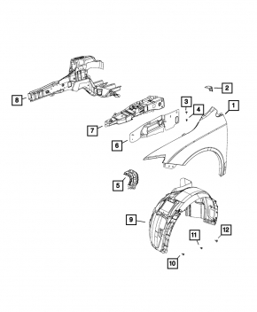 Side member front right Chrysler 200 15-17
