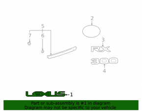 Lexus emblem on the trunk door of a 1998-2003 Lexus RX300