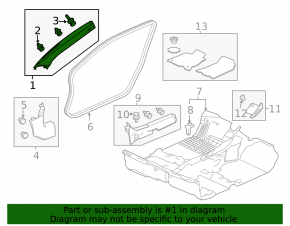 Honda CRZ 11-12 front pillar trim, right, gray