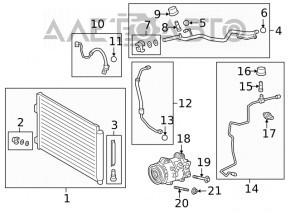 Air conditioner tube compressor-heater second Toyota Rav4 19-
